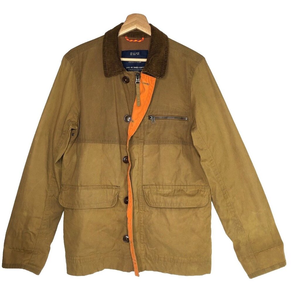 American Eagle Utility Jacket Men S P Chore Barn Coat Tan Corduroy Full Zip Vtg